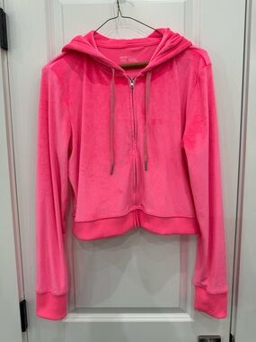 NWOT aerie Hot Pink Velour Zip Hoodie